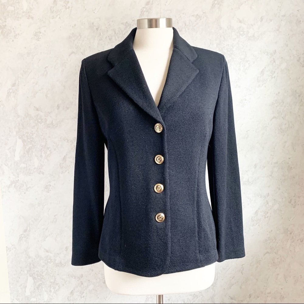 St John Santana Knit Black Button Blazer Jacket 10 - Picture 11 of 11